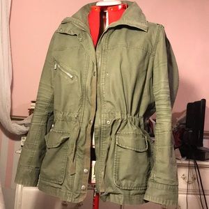 Olive green military jacket